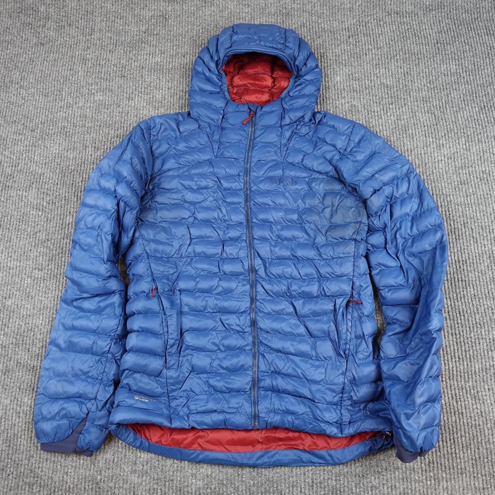 Rab Cirrus Alpine Jacket Mens Medium Blue Hooded Full Zip Insulated Lightweight